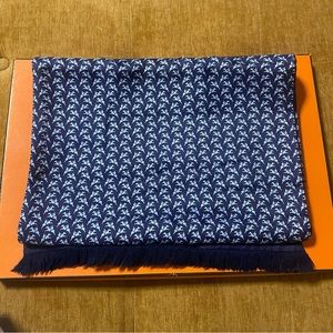 Hermes Blue Silk Jockey on Horse Echarpe w box